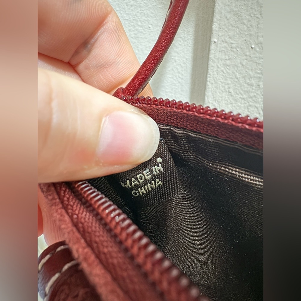 Coach Red/Burgundy Suede Leather Wristlet Bag - Picture 11 of 14